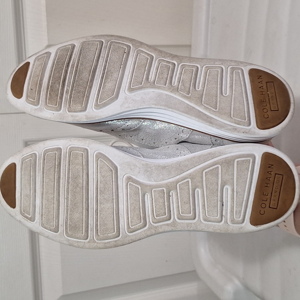 Cole Haan original zero grand lace-up sneakers soft wingtips- 5-metallic silver - Picture 8 of 10